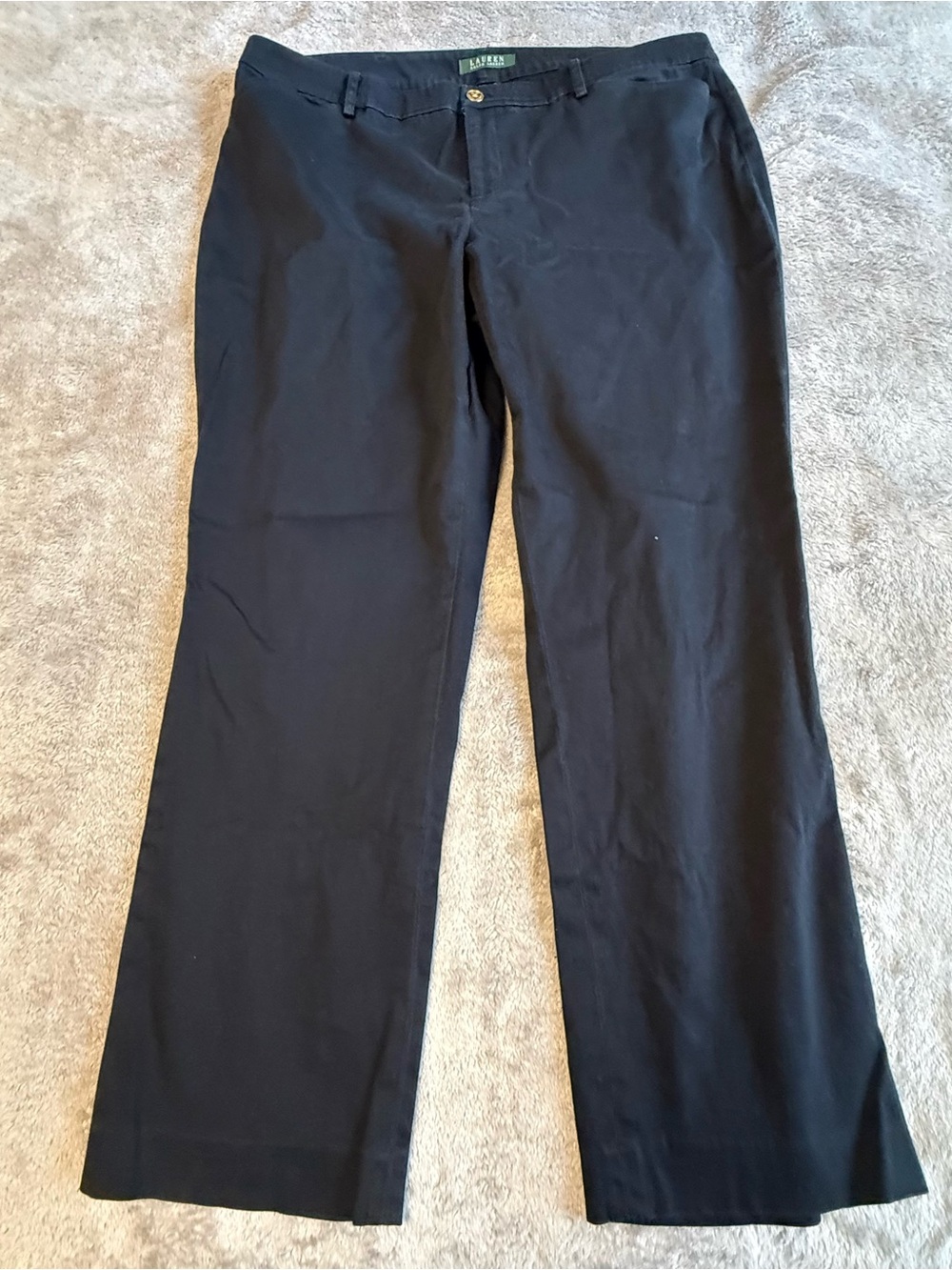 Lauren Ralph Lauren 98% Cotton Women Pants 16W Black Straight Leg Stretch